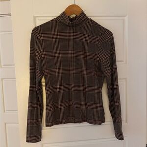 Veronica Beard Nate Plaid Mock-Neck Top, Size S